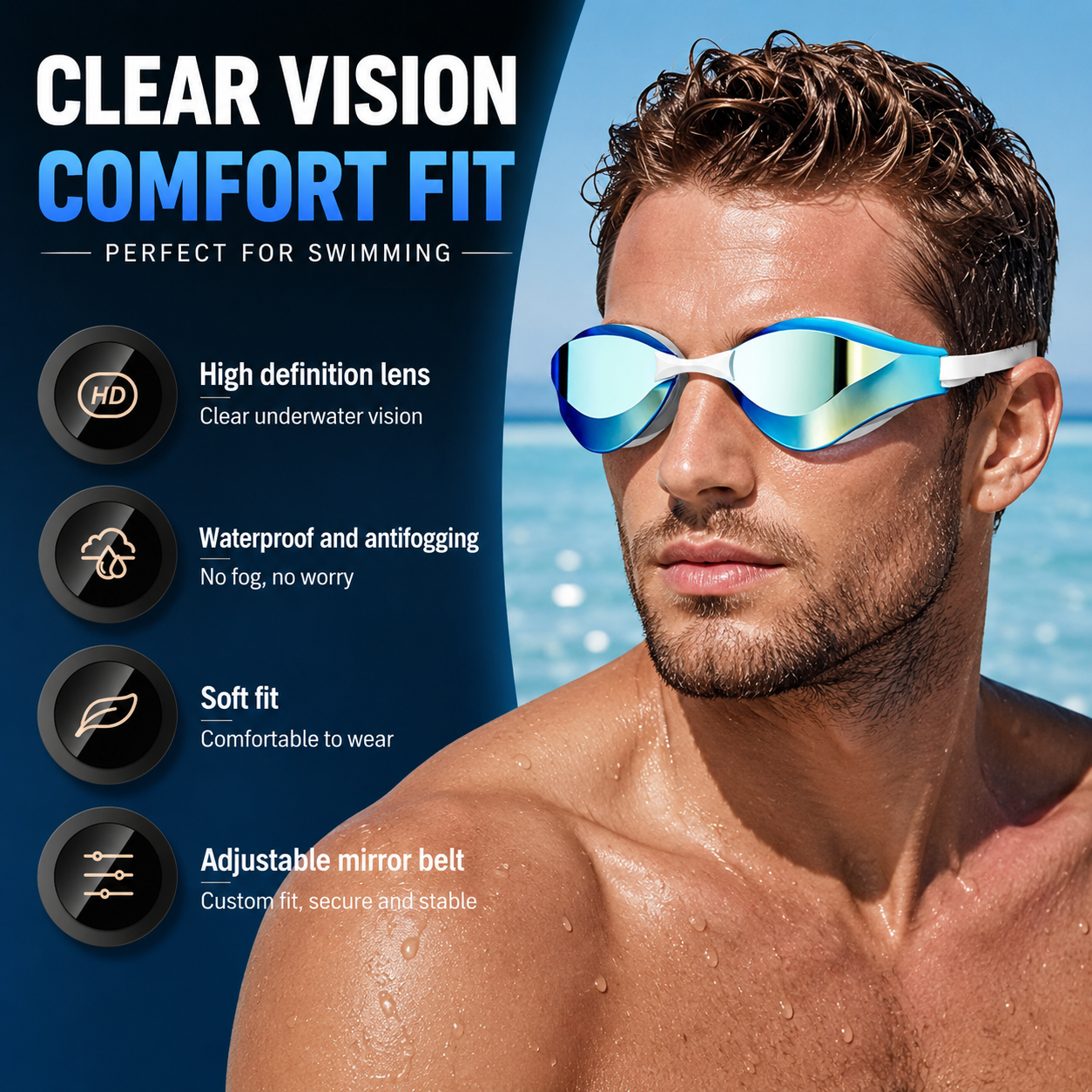 Swim Cap Silicone - Professional Racing Swimming Goggles Set Adult