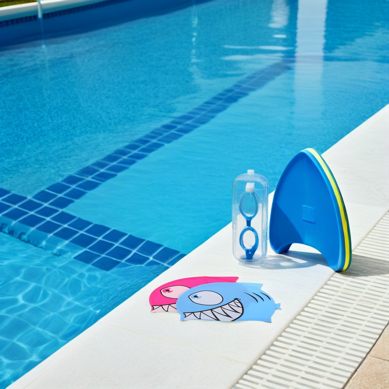 2Pcs Kids Fish Pattern Silicon - Swim Cap Silicone 评论和价格