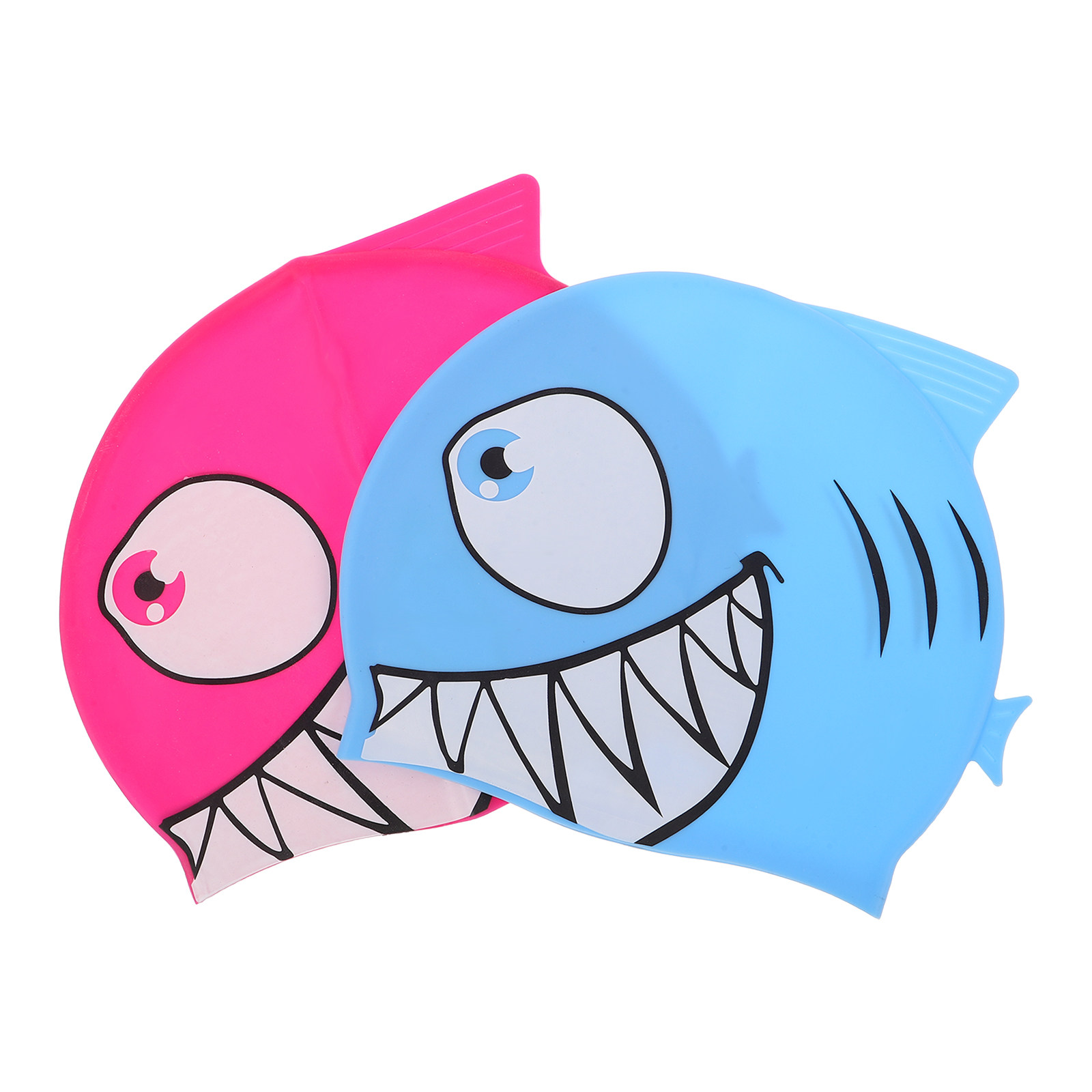 2Pcs Kids Fish Pattern Silicon - Swim Cap Silicone 评论和价格